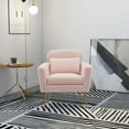thumbnail image 2 of Boucle Fabric Accent Living Room Chair with 1 Lumbar Pillow, Modern Upholstered Armchair, Single Sofa Chair with High Back and Golden Steel Legs for Bedroom Living Room and Study, Pink, 2 of 7