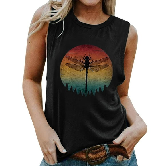 GDREDA Tank Top Women Casual Sunset Graphi Tank Hiking Sleeveless Shirt Tees Vest Tops Women's Tanks & Camis Black,XL