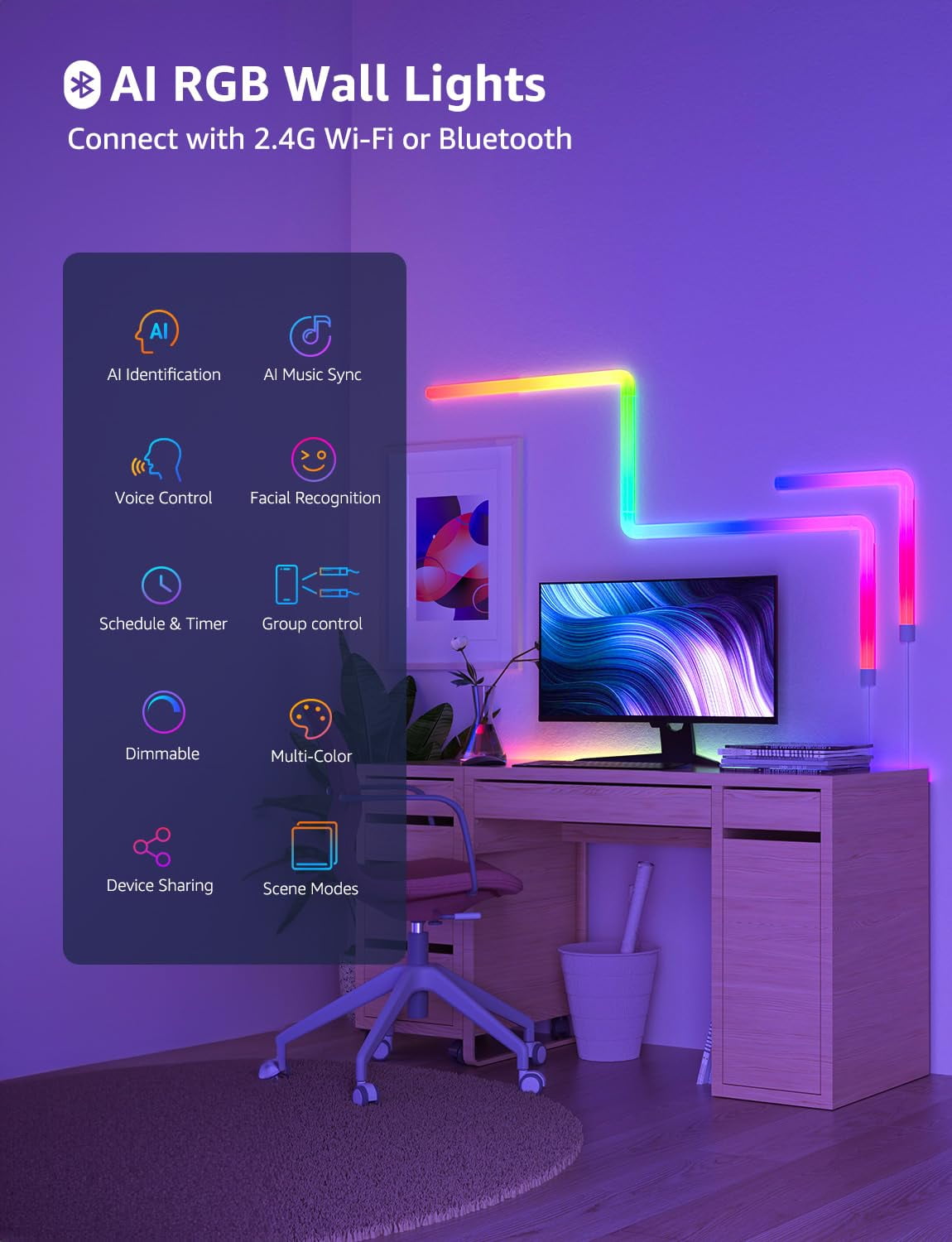 Lepro WL1 Smart Wall Light, AI Generated Lighting, Music Lepro WL1 Smart Wall Light, AI Generated Lighting, Music