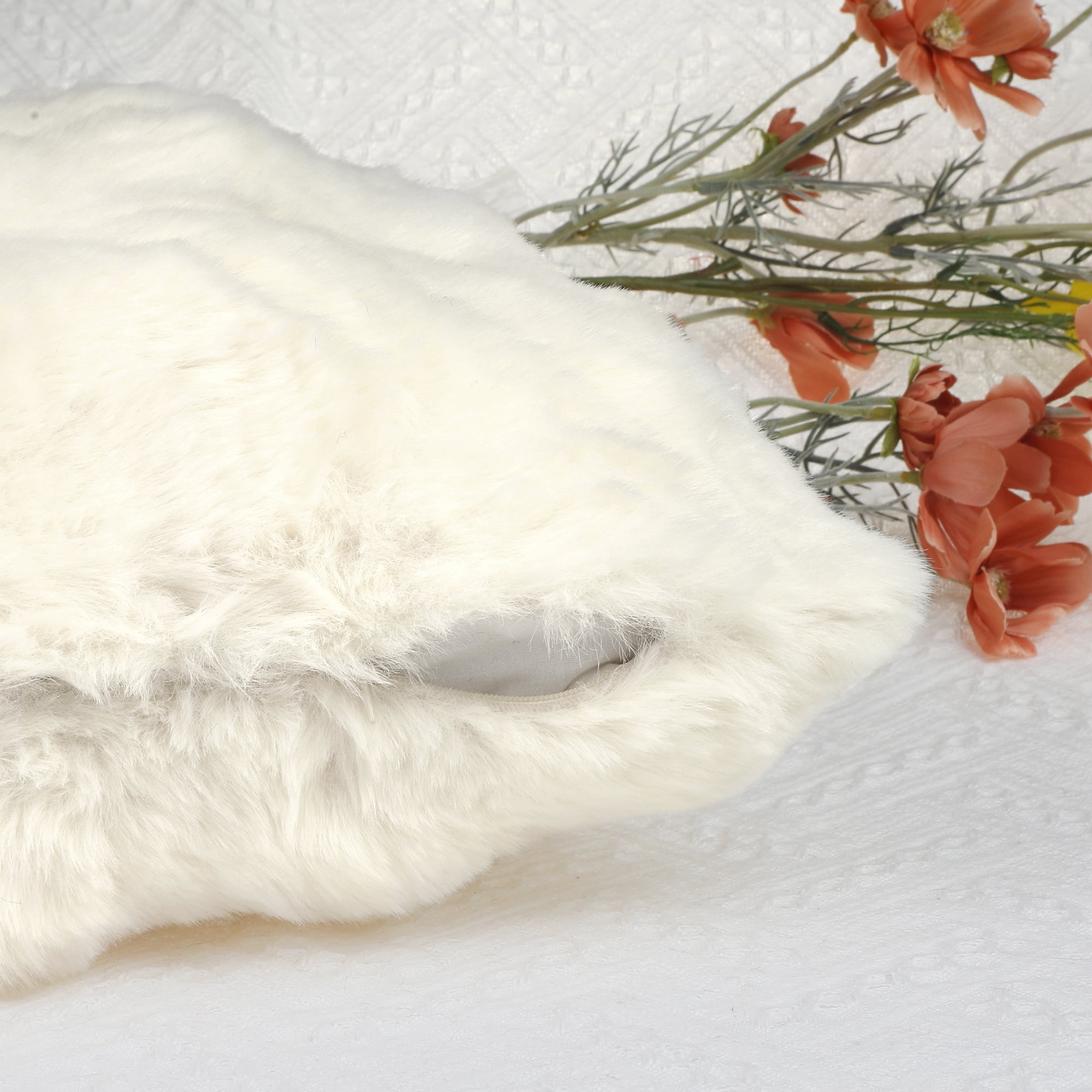Unique Bargains Faux Fur Cozy Decorative Throw Pillow Covers Soft Plush Pillowcase 1 Pc White 18" x 18"
