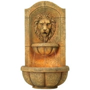 Royal Lion Head 29 1/2 High Large Italian Indoor Outdoor Decor Faux Stone Wall Fountain with Light LED Garden