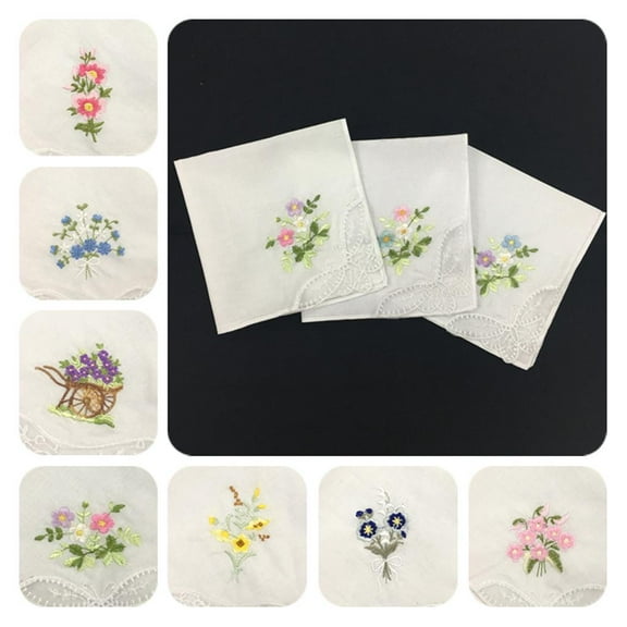 Segolike 12Pieces Embroidered Lace Women Washable Pocket Square Hanky Wedding Mother Lace Hankie Kerchiefs Towel 28x28cm