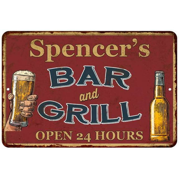 Spencer's Red Bar and Grill Rustic Sign Decor 8x12 108120045726