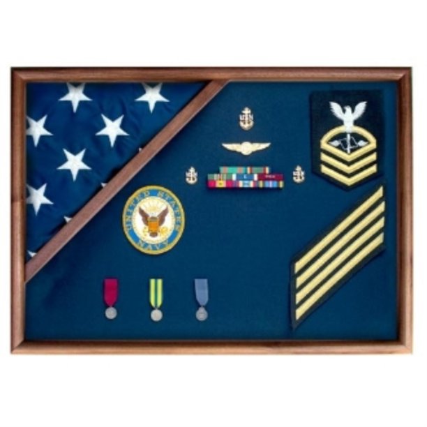 Military Flag and Medal Display Case,Shadow Box