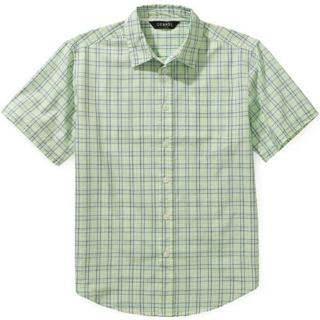 George - Boys' Short Sleeve Pistachio Plaid Shirt