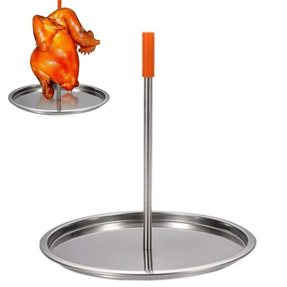 1 Pack Vertical Kebab Skewer,Stainless Steel Grilling Rack with Drip Tray,Chicken Roaster Stand with Removable Meat Spit,Detachable Roasting Rack for Kitchen Restaurant Barbecue By Scheam