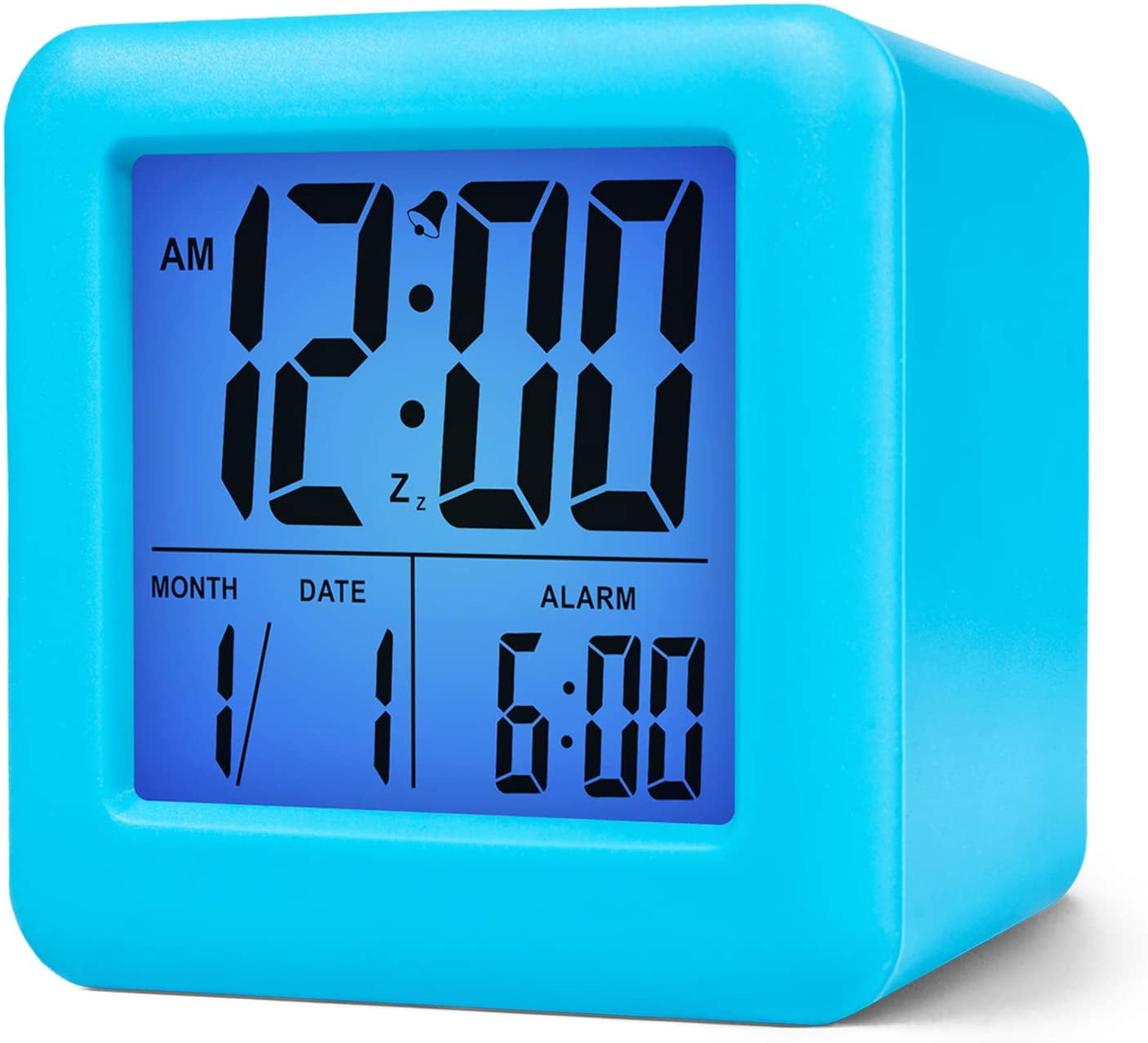 Digital Alarm Clocks Ascending Sound White Plumeet Kids Clock with Snooze and White Nightlight Date Battery Powered Alarm Easy Setting Travel Alarm Clocks Display Time 