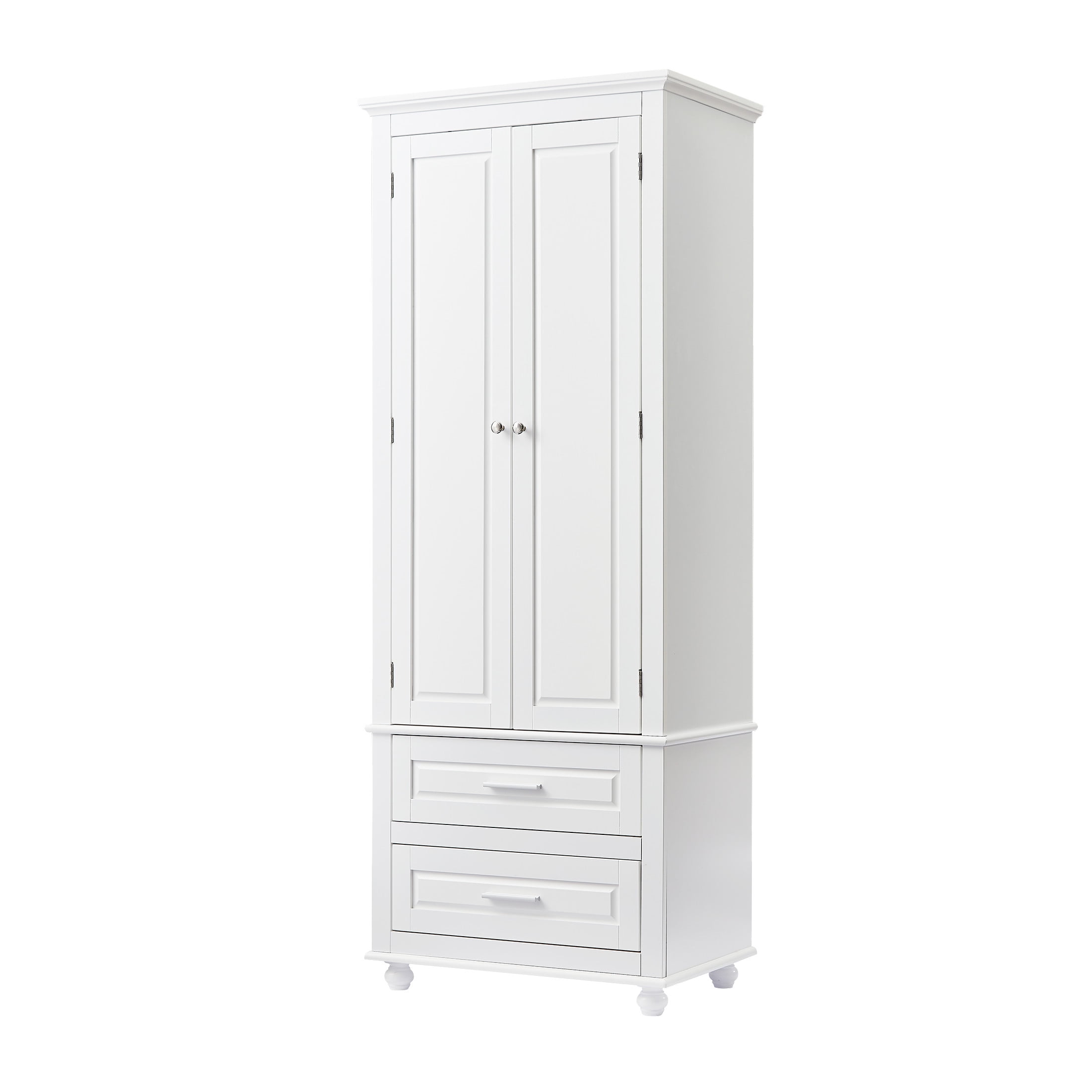 Torsi Modern Double Door Storage Cabinet with Drawers and Adjustable Shelves, White