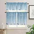 thumbnail image 2 of Blue Christmas Kitchen Curtains and Valances Set, Rod Pocket Curtains Tier Farmhouse Window Curtains 24 Inch Length, Pine Trees Xmas Ball Snowflake Winter 3 Piece Kitchen Curtains Set, 2 of 6