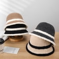 thumbnail image 4 of CSChome Fisherman Hat Women Winter Fisherman Hat - Striped Color Matching Thick Soft Plush Bucket, 4 of 6