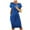Blue, variant on Siilsaa Womens Short Sleeve Crewneck Striped Basic Solid Tie Waist Office T Shirt Dress ,S