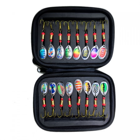 BESTSKY Fishing Lures Spinnerbaits Bass Trout Salmon Hard Metal Spinner Baits Kit 16pcs Fishing Spinning Lures with Portable Carry Bag Freshwater Saltwater Tackle Accessories