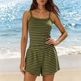 thumbnail image 4 of Ayolanni Sleeveless Womens Pajamas Sets Summer Striped Tops and Shorts Loungewear Loose 2 Piece Green Lounge Sets L, 4 of 5