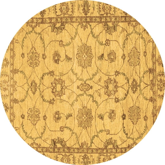 Ahgly Company Indoor Round Oriental Brown Traditional Area Rugs, 7' Round