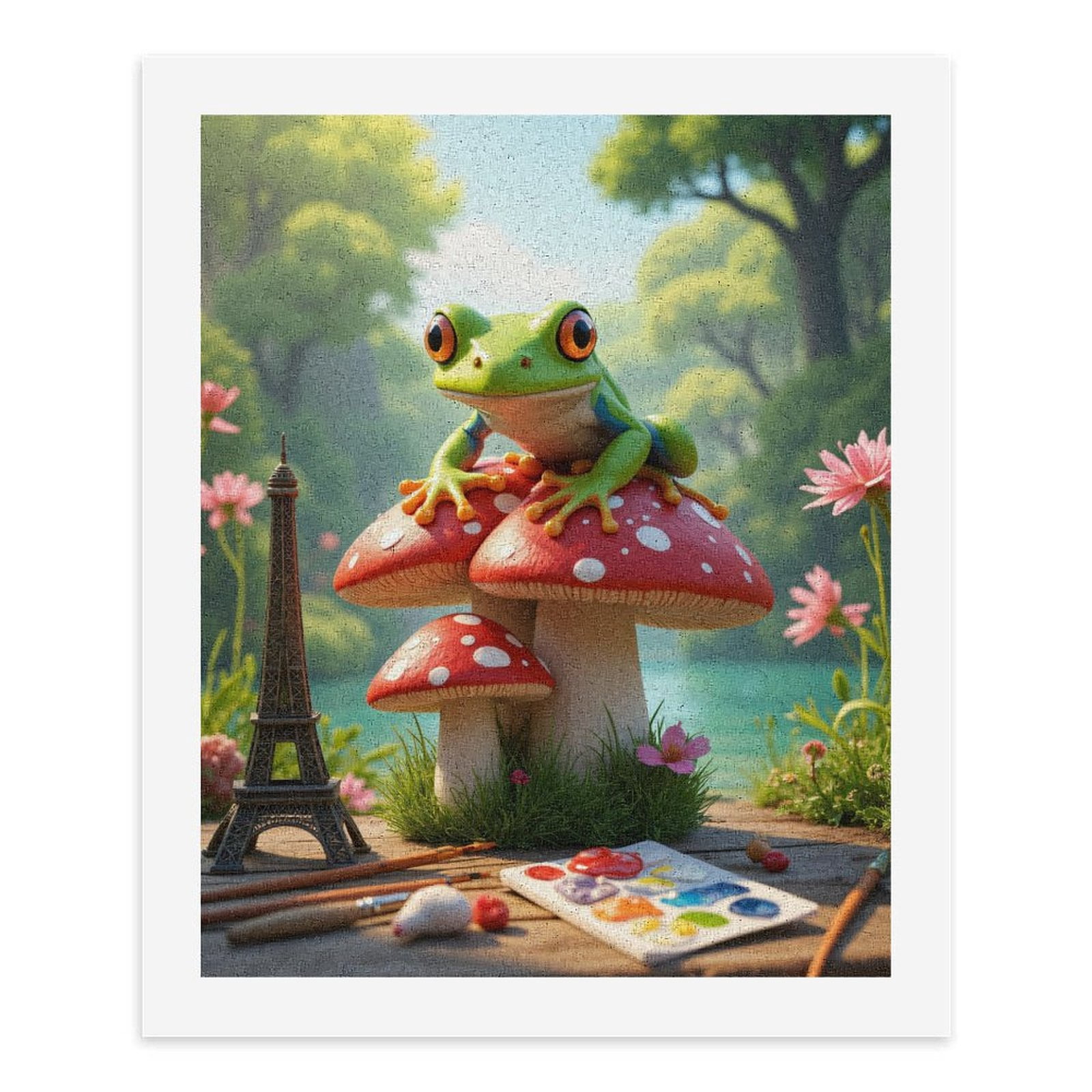 Paint By Numbers Kit for Adults Beginner - Frog On Mushroom Art Supplies Nature DIY Canvas Painting Kits for Adults, Frameless Paint By Number for Adults for Home Wall Decor 16x20 Inch