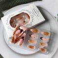 thumbnail image 3 of Uñas postizas adhesivas GCSQW almendra marrón con punta francesa, 24 piezas, 3 of 6