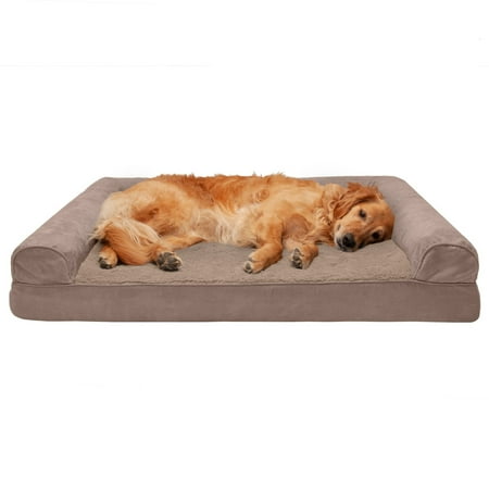 UPC: 0842229125900 | FurHaven Pet Products Plush & Suede Cooling Gel Memory Foam Sofa-Style Pet Bed for Dogs & Cats – Almondine Jumbo