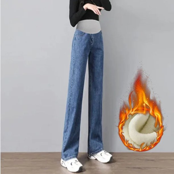 Pantalones vaqueros de maternidad sueltos de pierna recta primavera otoño prendas de vestir exteriores pantalones largos de pierna ancha ropa de maternidad elástica cómoda de primavera