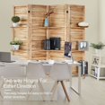 thumbnail image 5 of 4 Panel 5.6 Ft Tall Partition Wood Room Divider, Wood Folding Room Divider Screens, Panel Divider&Room Dividers, Room Dividers and Folding Privacy Screens with Shelves(4 Panel,Natural), 5 of 7