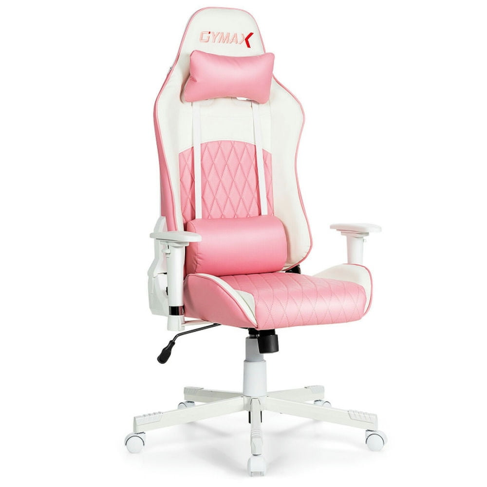 Demi Bonn Gaming Chair with Headrest and Lumbar Support, Ergonomic High Back Computer Desk Chair, Pink