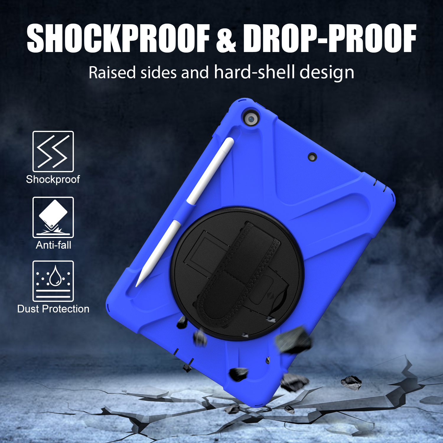 KIQ iPad 8th 7th Generation Case 10.2 inch 2019/2020, Shockproof Rugged Military Grade Case for Apple iPad 10.2 7th/8th Gen [Blue]