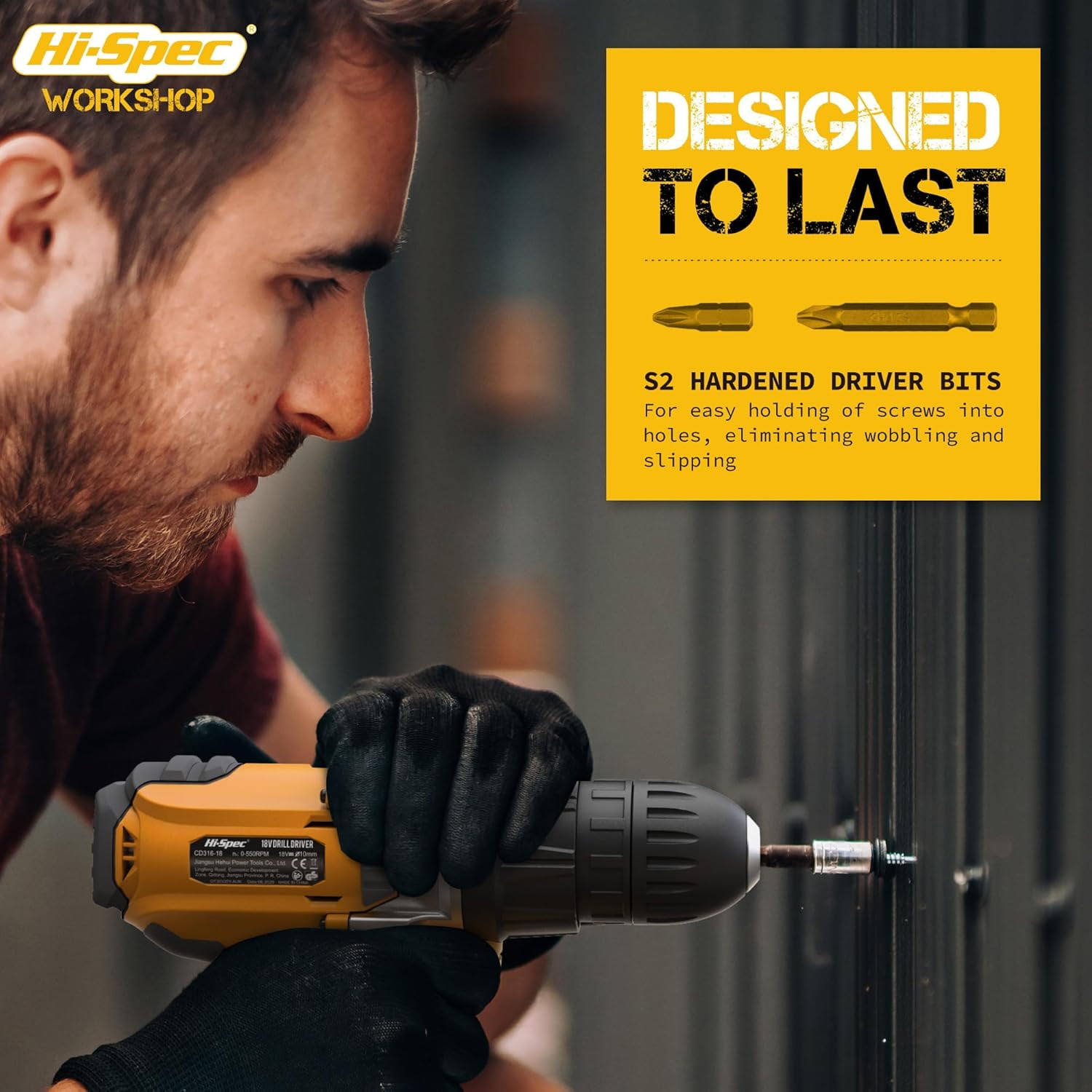 Cordless Power Drill, 18V Electric Drill with Battery And Charger, Includes Driver/Drill Bit Set for Wood, Steel and Concrete. In a Carrying Case for Home Repair, 58-Piece