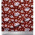 thumbnail image 1 of Soimoi Red Silk Fabric Feathers & Anemone Floral Print Fabric By Yard 44 Inch Wide, 1 of 3
