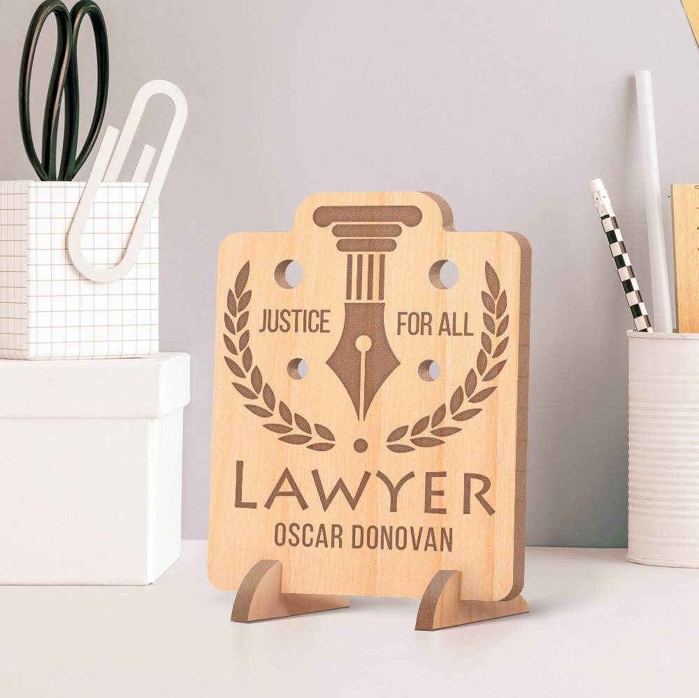 Personalized Justice for All Lawyer's Wooden Gift Card