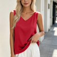thumbnail image 5 of Gamivast V Neck Silk Shirts for Women Sleeveless Satin Tank Tops Casual Flowy Basic Camis Elegant Business Work Blouses Lightweight Summer Layering Undershirts Wine XXXL, 5 of 8