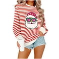 thumbnail image 3 of Frostluinai Womens Christmas T Shirts Santa Cluas Pullover Tops Long Sleeve Striped T Shirts Crew Neck Loose Fit Sweat Shirts, 3 of 5