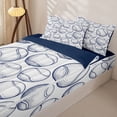 thumbnail image 3 of Castle Fairy Baseball Print Zipper Full Size Comforter Sets with Fitted Sheet and 2 Pillowcases, Sport Theme Zipper Bedding Set, White Navy,4pcs,Navy Blue Reversible, 3 of 6