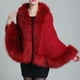 thumbnail image 2 of Qarigey Poncho Cálido De La Rebeca Del Invierno De La Piel Sintética De Moda Y Elegante Del Algodón Cálido En Aplicación Amplia Del Estilo Prendas para la parte del cuerpo Vino rojo, 2 of 6