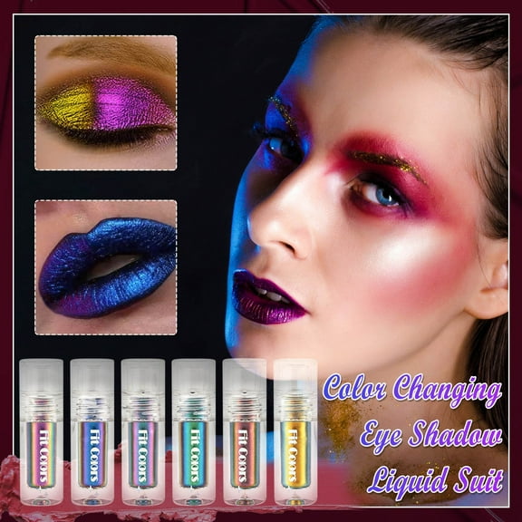 SDJMa Liquid Glitter Eyeshadow-6PCS Glitter Liquid Glitter Eyeshadow, Color Changing Eyeshadow, Shimmer Glow Liquid Eye Shadows, High Pigmented Long Lasting Sparkling Liquid Eyeshadow 3ML