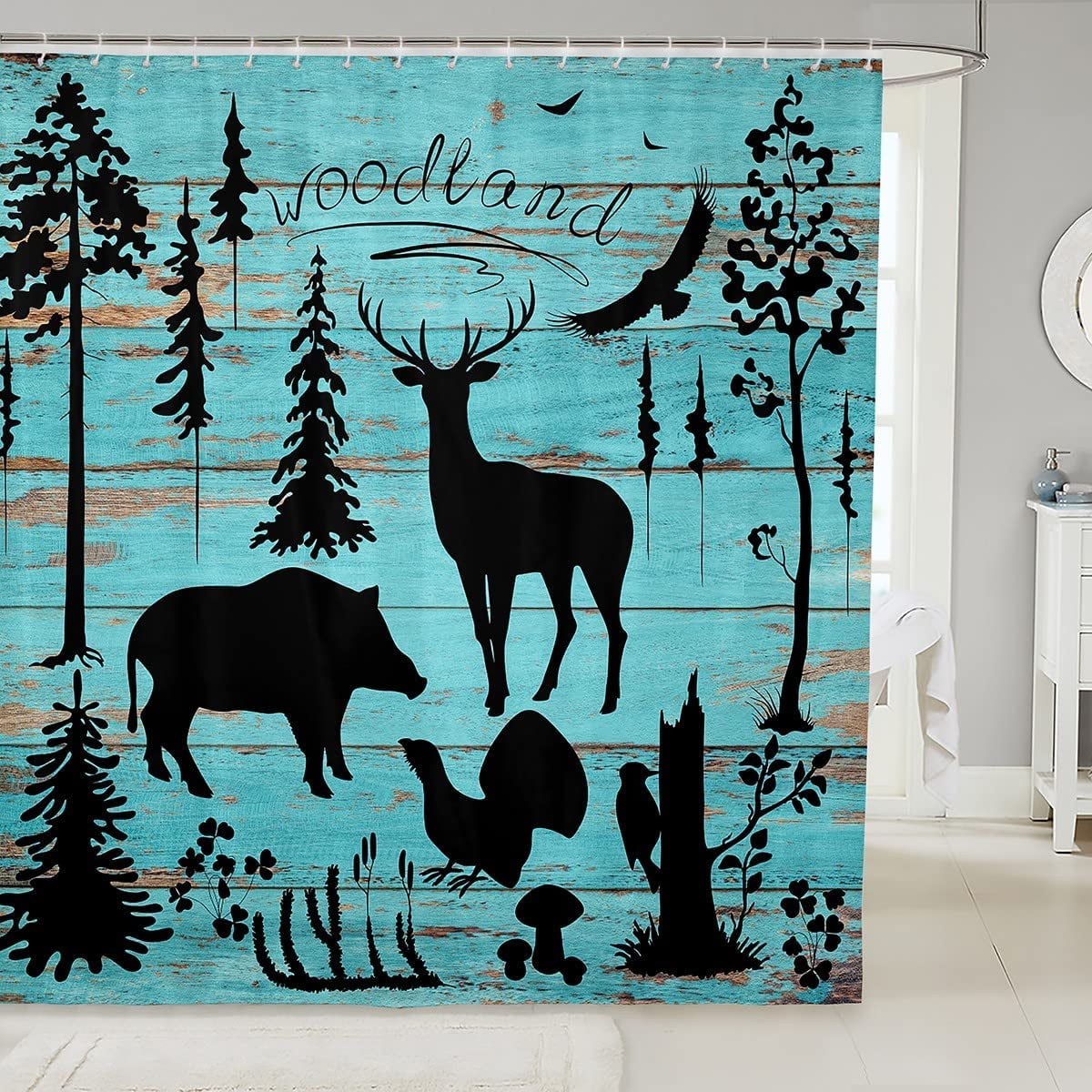 aoselan Wildlife Hunting Shower Curtains Wild Pig Deer Bird Hunting