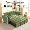 thumbnail image 2 of FFH 65" Futon Couch, 3-in-1 Pull Out Sofa Bed, Velvet Loveseat Sleeper with Adjustable Backrest for Living Room, Green, 2 of 7