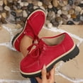 thumbnail image 2 of Gpaecead Women's Lace Up Platform Loafers Faux Suede Chunky Sole Slip On Moccasin Shoes With Non Slip Sole For Work And Casual Red, 2 of 8