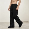 thumbnail image 6 of Qgtaibl Men's Wide Leg Sweatpants with Pockets Loose Fit Breathable Casual Workout Trousers Drawstring Elastic Waist Uncuffed Fall Joggers Black XS, 6 of 6