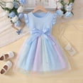 thumbnail image 7 of ITSAME Girls Dresses, Round Neck Cute Bow Ruffled Sleeveless Fashion Princess Tulle Dress for Kids Light Blue 3-4T, 7 of 7