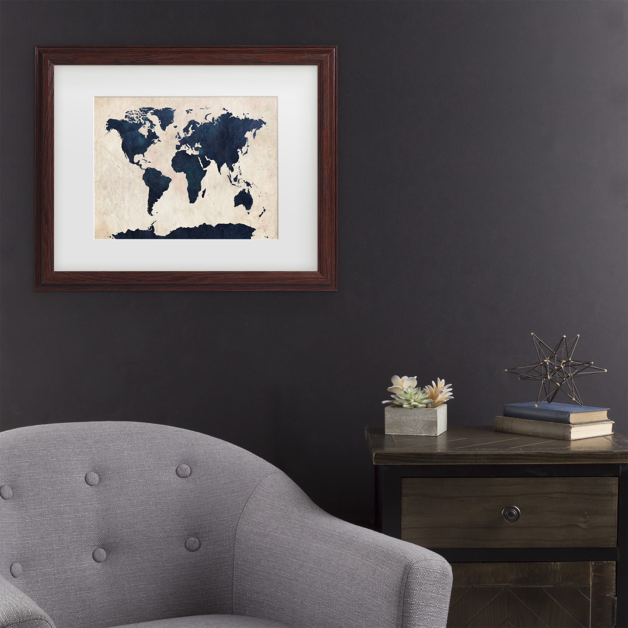Trademark Fine Art 'World Map -Navy' Canvas Art by Michael Tompsett