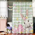 thumbnail image 5 of Shower Curtain for Bathroom Easter Watercolor Floral Bunny Waterproof Bath Curtains Shower Curtains with Hooks,Spring Flower Egg Green Lattice Bathroom Curtain Privacy Drapes for Bathtubs 72x72in, 5 of 9