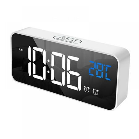 Reduced Price!Digital Clock Large Display, LED Electric Alarm Clocks Mirror Surface with Diming Mode, USB Charger Ports Modern Decoration for Home Bedroom Decor