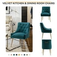 thumbnail image 3 of SEYNAR Elegant Tufted Upholstered Dining Chairs Set of 6, Velvet Accent Chair for Dining Room(Teal), 3 of 9