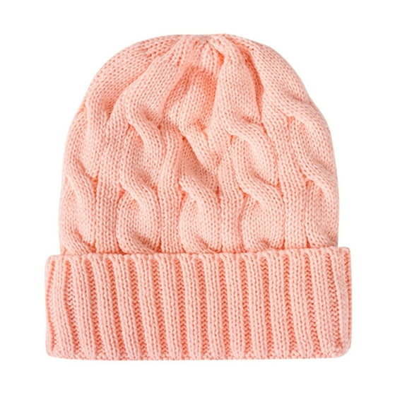 Fgnfyis Cozy Solid Color Thick Warm Knitted Hat for Fall and Winter Winter Hats for Women Pink