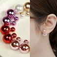 thumbnail image 6 of U8MO 5 Pairs Metallic Color Acrylic Double Side Front and Back Post Ear Stud Earrings-Metallic Hot Pink, 6 of 9