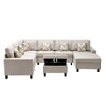 thumbnail image 6 of Pemberly Row Beige Fabric 7Pc Reversible Chaise Sectional Sofa Storage Ottoman, 6 of 11