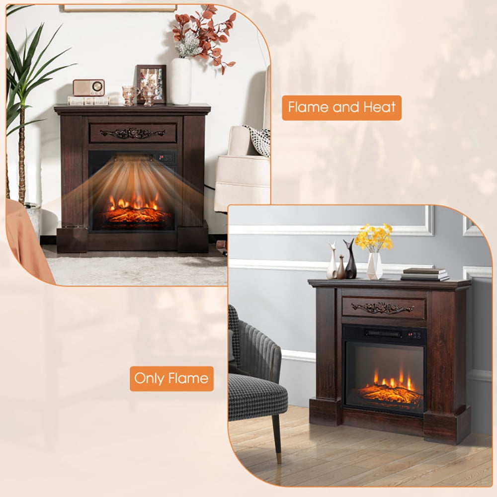 Resenkos Fireplace Heater,Electric Fireplace, 1400W TV Stand Electric Fireplace Mantel with Remote Control-Natural
