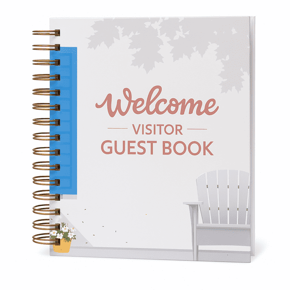 Guest Book for Rental House - Vacation Home - Short Term Rentals, Spiral Hardcover Welcome Log for Airbnbs (White/Blue)