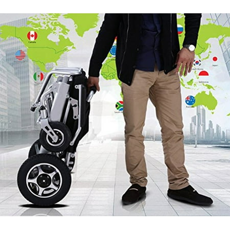 Alton Mobility - RAGER Lightweight Foldable Electric Wheelchair Weight 40lbs -Detachable Battery - Silver