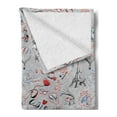 thumbnail image 2 of Paris Soft Flannel Fleece Blanket, France Themed Image with French Flag Dogs Eiffel Tower Croissant Vintage City of Love, Cozy Plush for Indoor and Outdoor Use, 50" x 60", Multicolor, by Ambesonne, 2 of 5