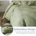 thumbnail image 2 of Simple&Opulence 100% Washed Linen Duvet Cover Set 88"x92" - 3 Pieces Soft Farmhouse Comforter Set Double Embroidered with Button Closure - 1 Duvet Cover and 2 Pillowshams (Sage Green, Queen), 2 of 8